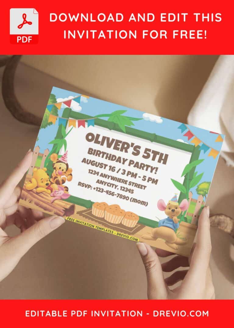 Winnie The Pooh Tigger and Piglet Birthday Invitations