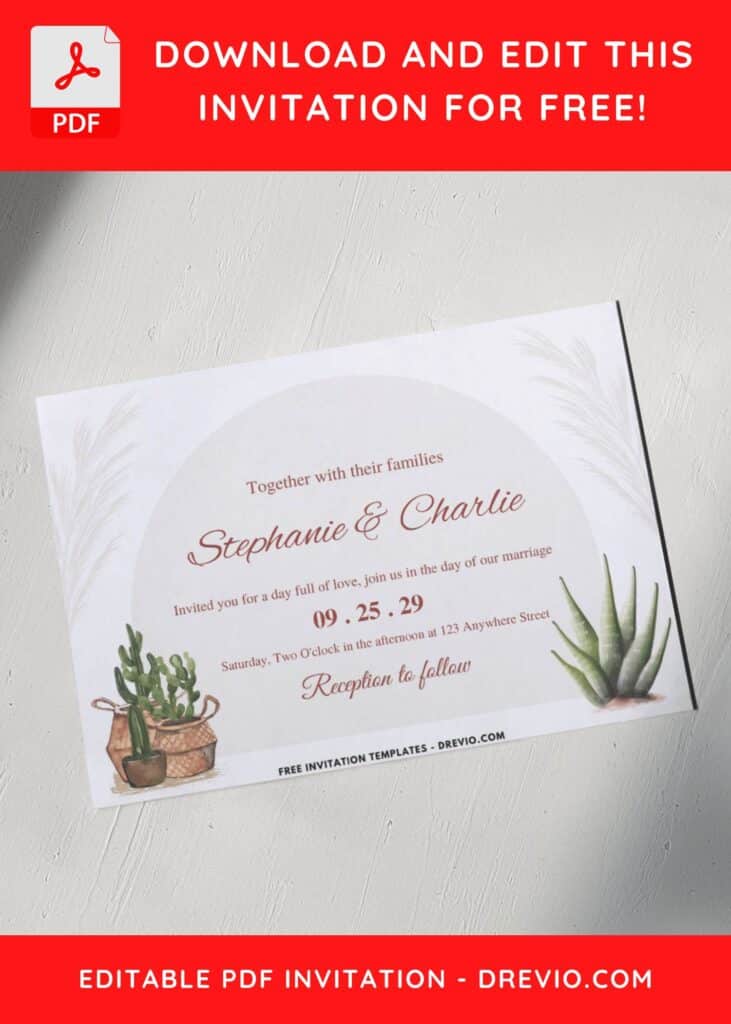 Chic Cactus Wedding Invitations