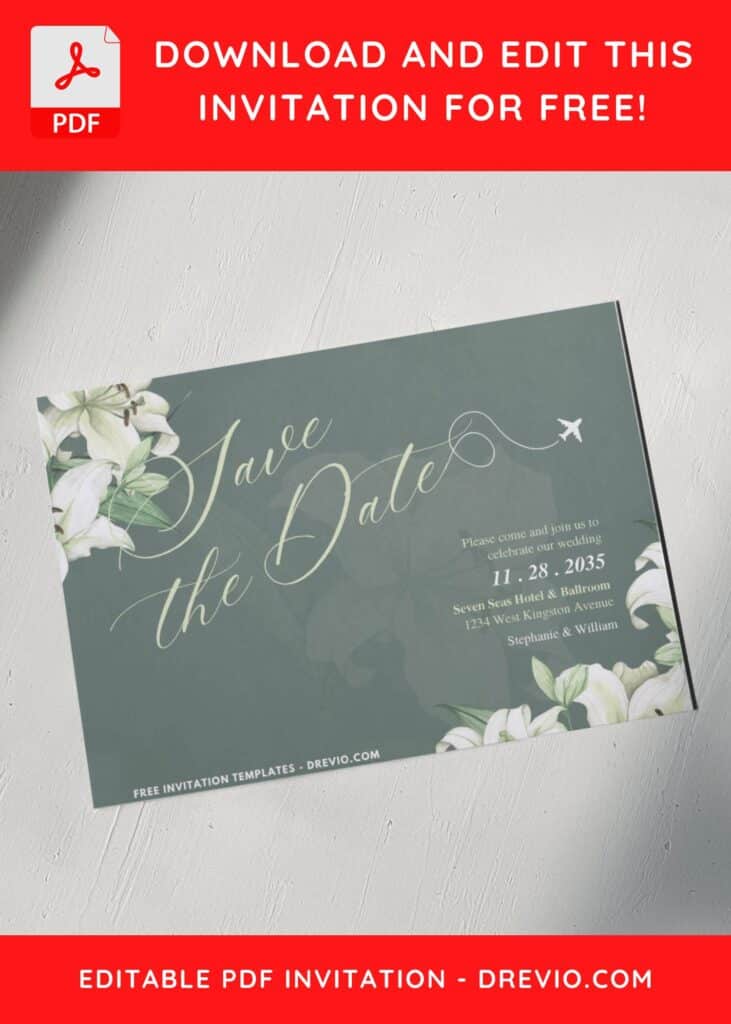 Watercolor Lily Wedding Invitations 