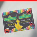 (Free PDF Invitation) Sesame Street Chalkboard Birthday Invitations (With New Canva Link)
