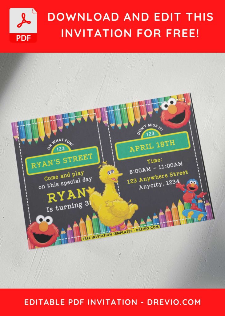 Sesame Street Big Bird Birthday Invitations