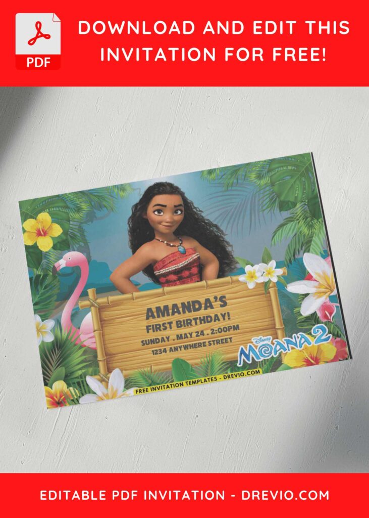 Disney Moana 2 Birthday Invitations