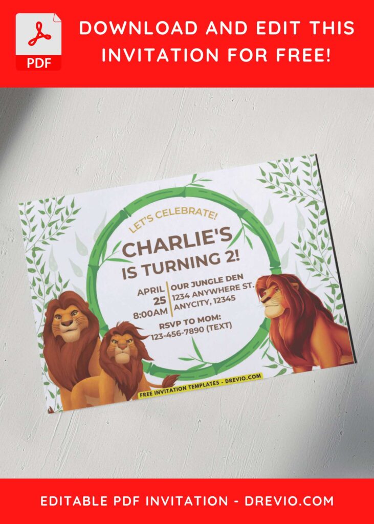 Mufasa Birthday Invitations 
