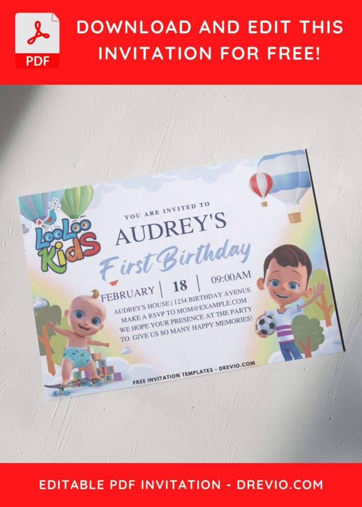LooLoo Kids Johny Emmy and friends Birthday Invitations