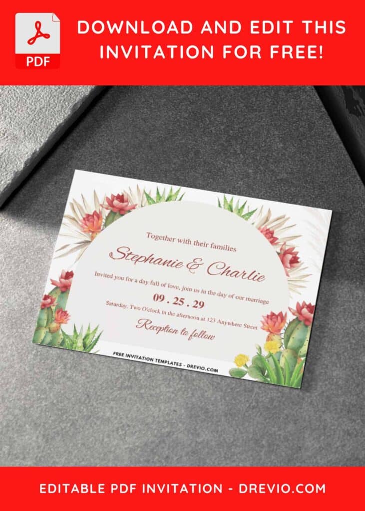 Watercolor Cactus Wedding Invitations