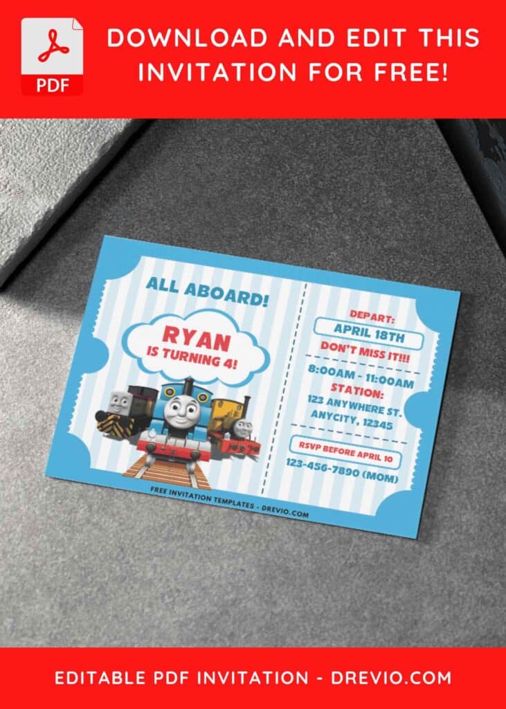 Chugga Chugga Choo Choo Thomas and Friends Birthday Invitations