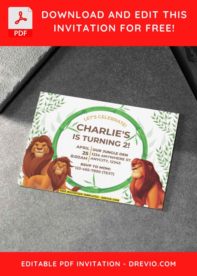 Greenery Mufasa Birthday Invitations