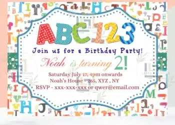 ABC birthday invitations (Credit: etsy)