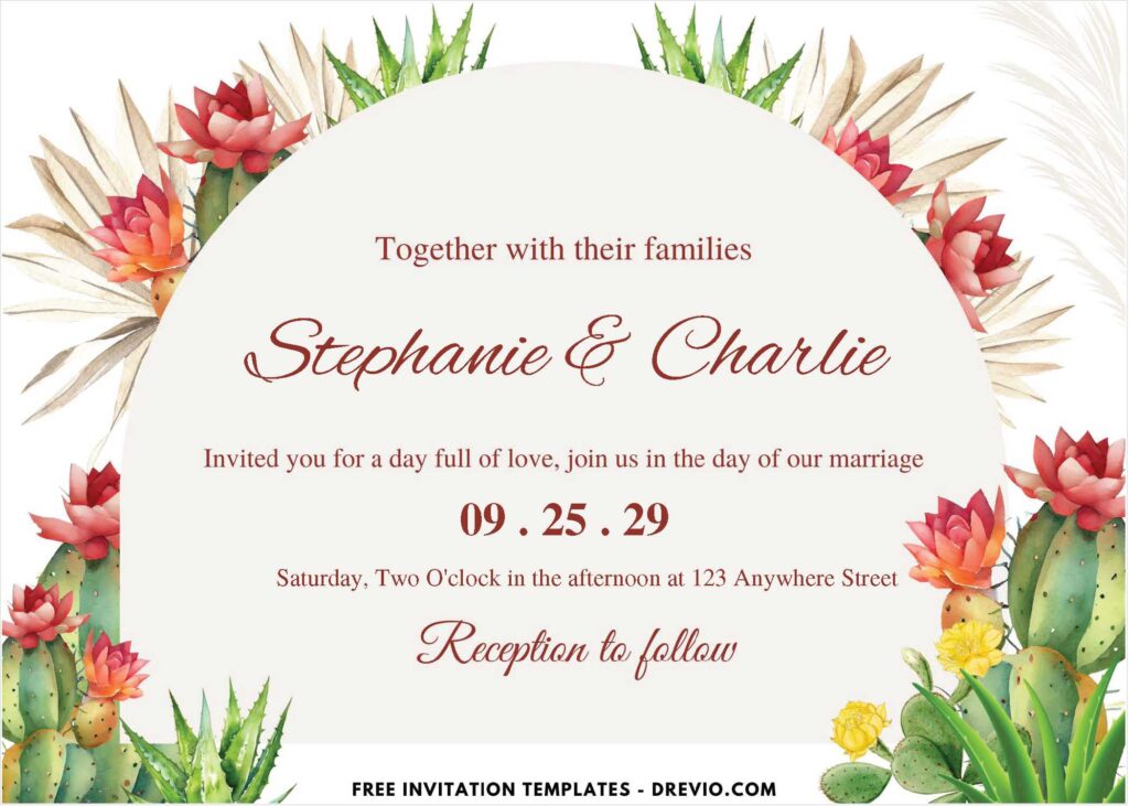 Bohemian Cactus Wedding Invitations