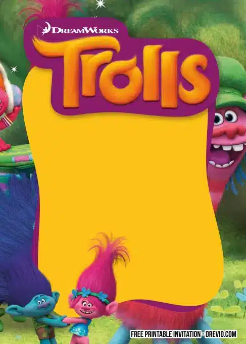 Customize Trolls Birthday Invitations