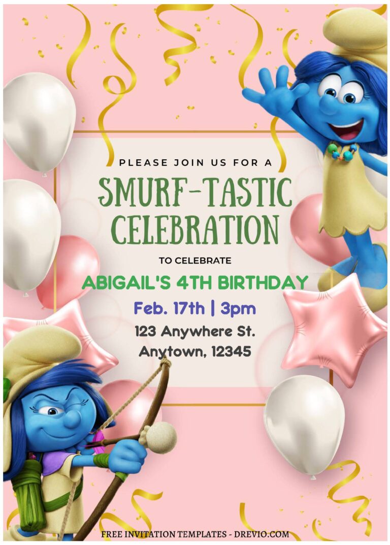 DIY Smurfs Birthday Invitations