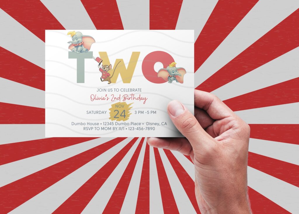 Dumbo Birthday Invitations