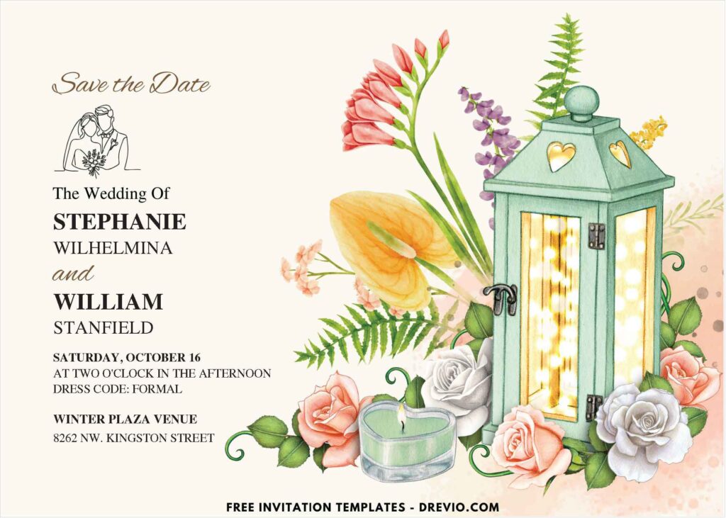 Garden Lantern Wedding Invitations