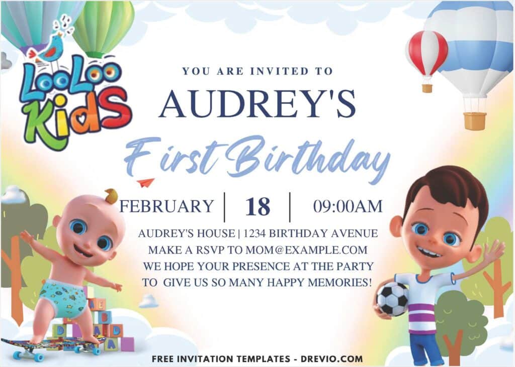 Sky High LooLoo Kids Birthday Invitations