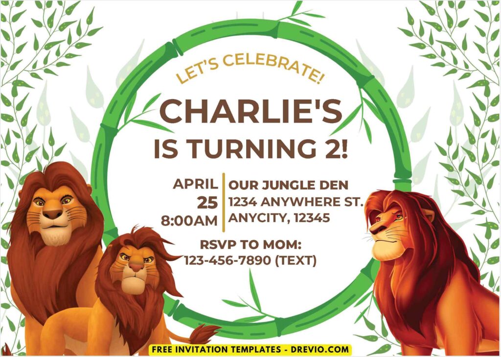 Bamboo Forest Mufasa Birthday Invitations 