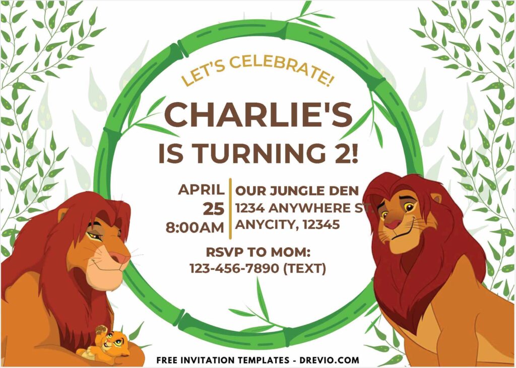 Jungle Mufasa Birthday Invitations 