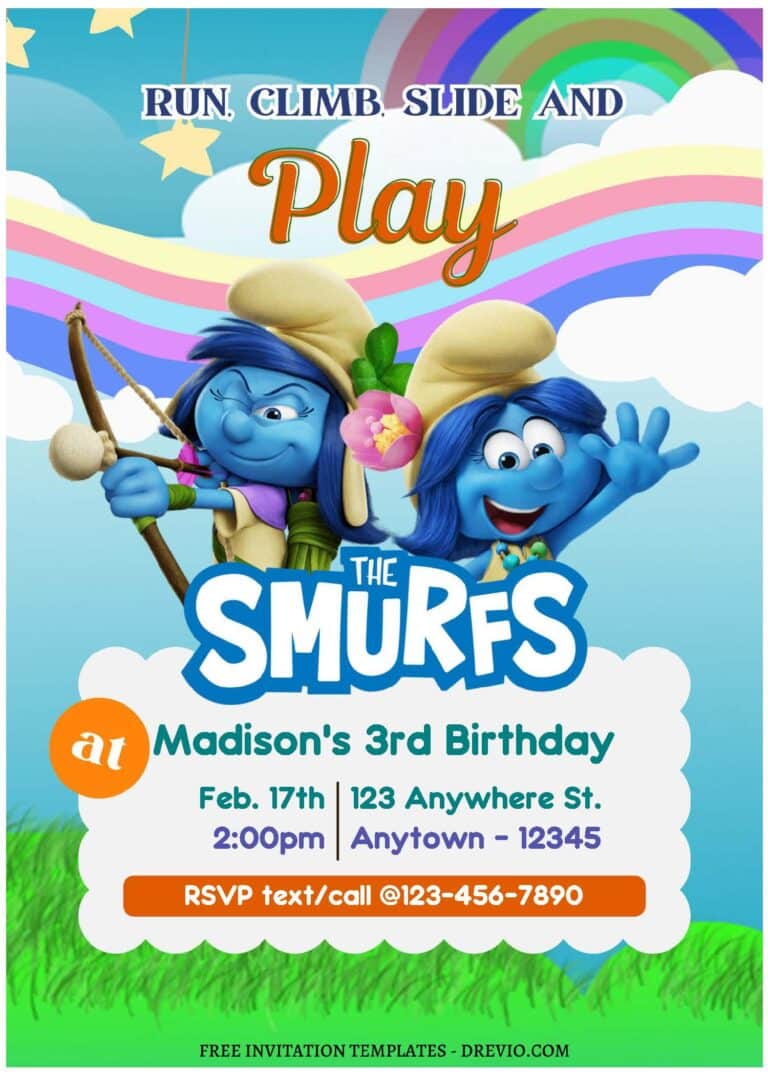 Personalize Smurfs Birthday Invitations