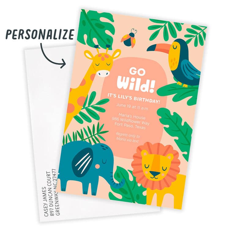 Personalized Jungle Birthday Invites