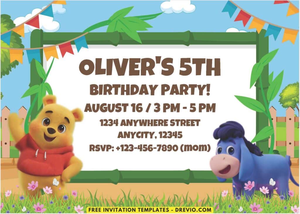 Winnie The Pooh Birthday Invitations