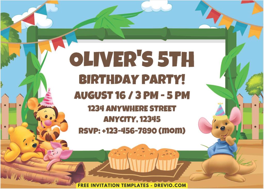 Playdate With Winnie The Pooh Birthday Invitations