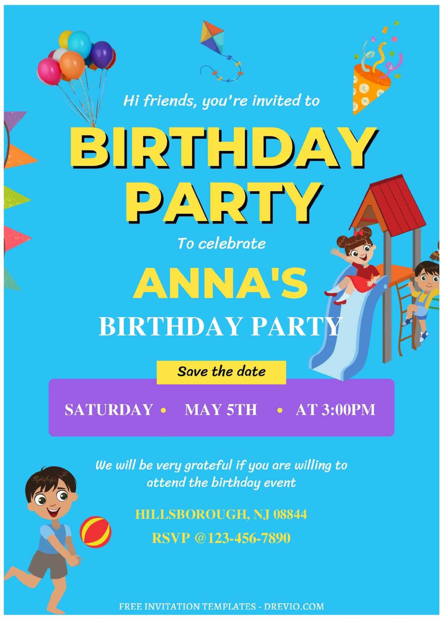 Playground Themed Elements for Invitations