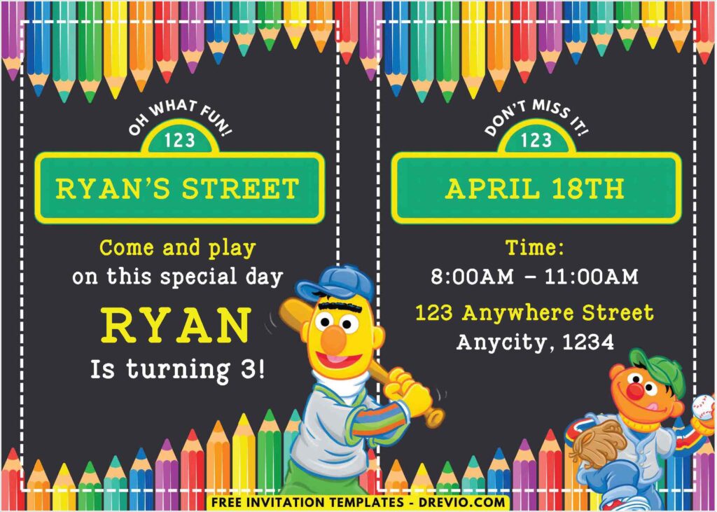 Sesame Street Bert And Ernie Birthday Invitations 