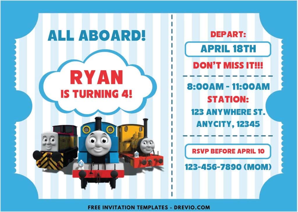 Thomas and Friends Kids Birthday Invitations