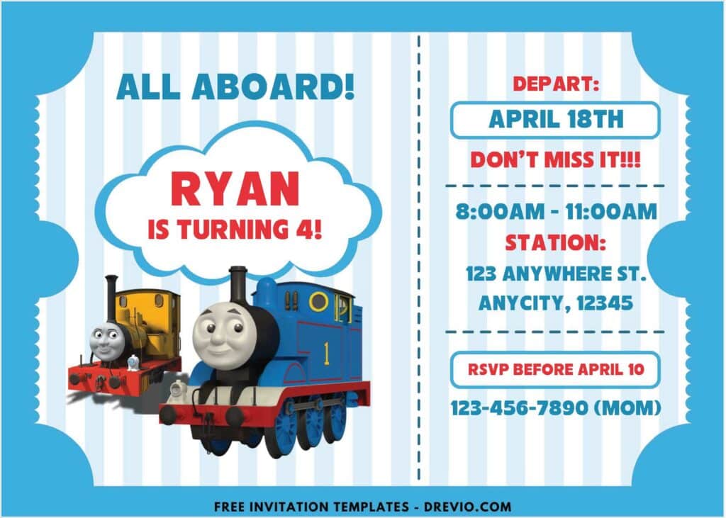 Thomas The Tank Engine And Friends Birthday Invitations