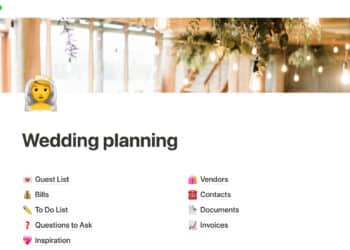Wedding Party Planner Templates (Credit: notion)