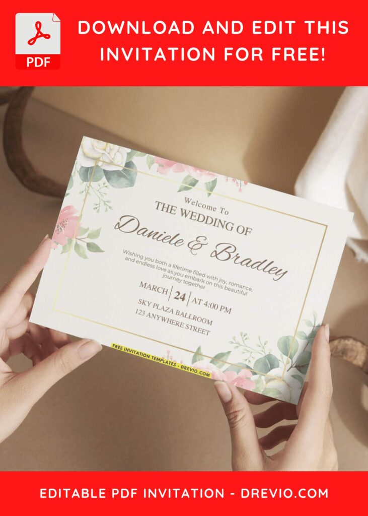 Rose Floral wedding Invitations