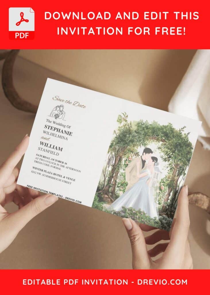 Watercolor Wedding Couple Arch wedding invitations
