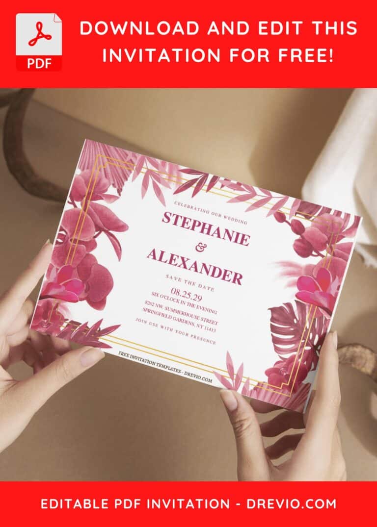 Summer Tropical Greenery Flair Wedding Invitations