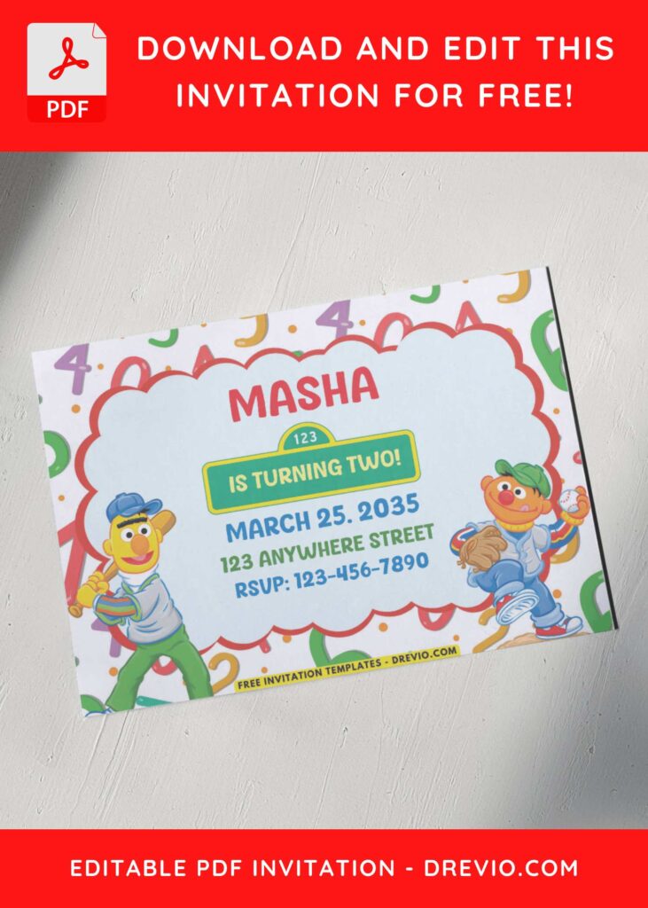 Sesame Street Birthday Invitations with Ernie and Bert