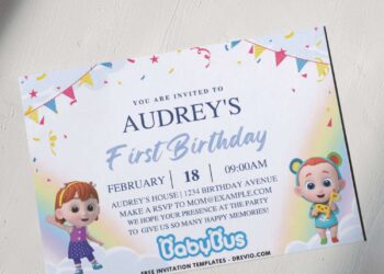Adorable BabyBus First Birthday Invitations