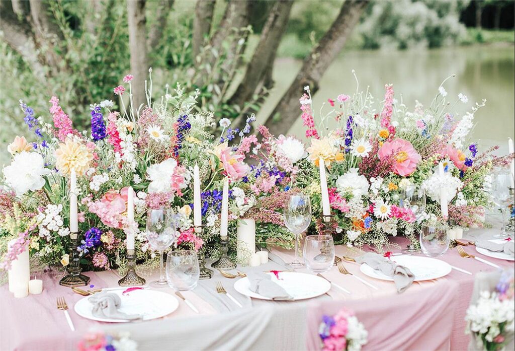 Peony and Rose flower centerpiece