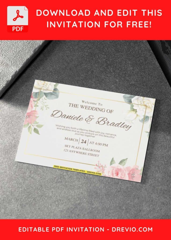 Botanical Rose Wedding Invitations
