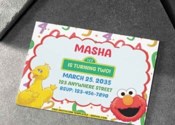 Sesame Street Birthday Invitations with Big Bird and Elmo Head