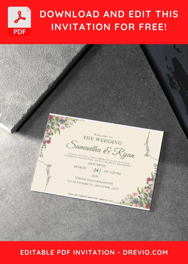Floral Border Wedding Invitations 
