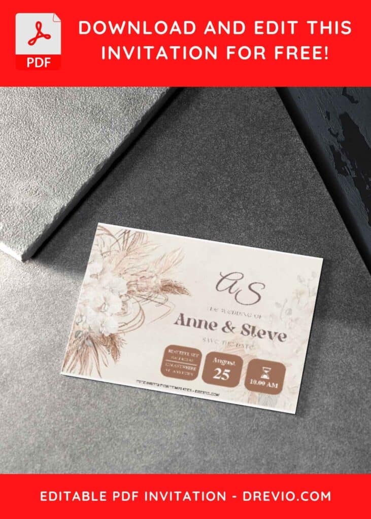 Chic Pampas Greenery Wedding Invitations