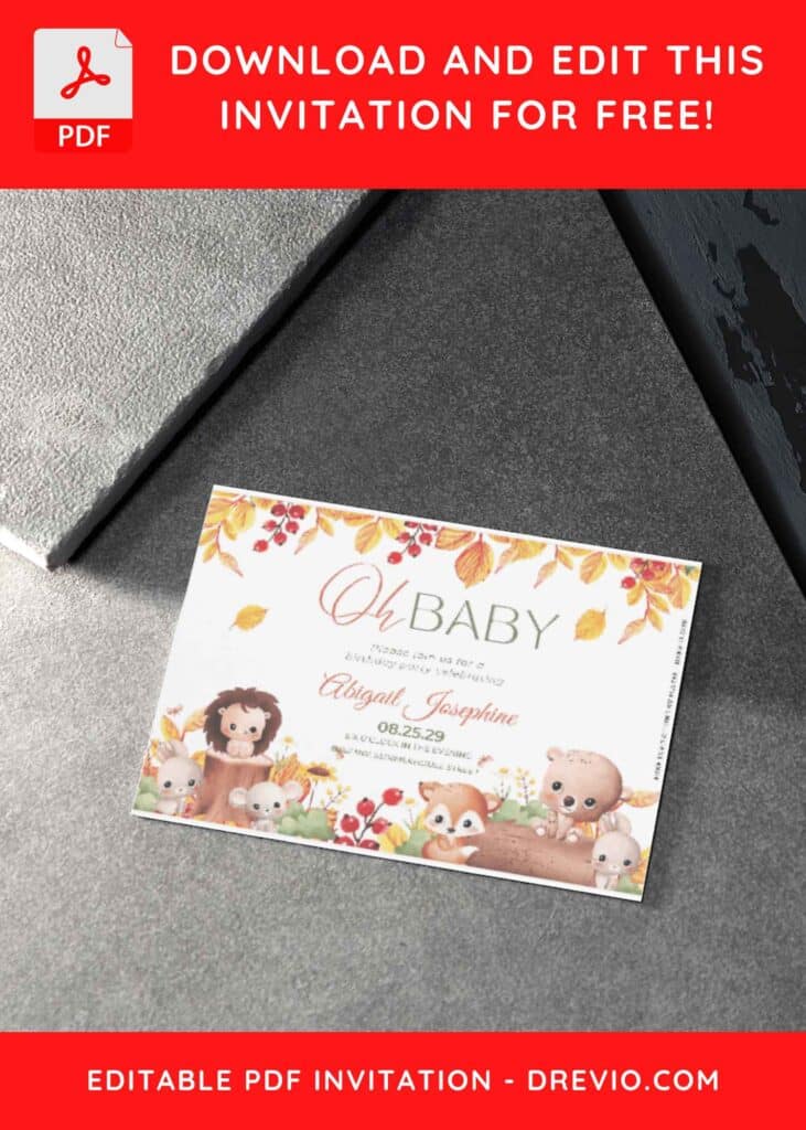Autumn Woodland Birthday Invitations 