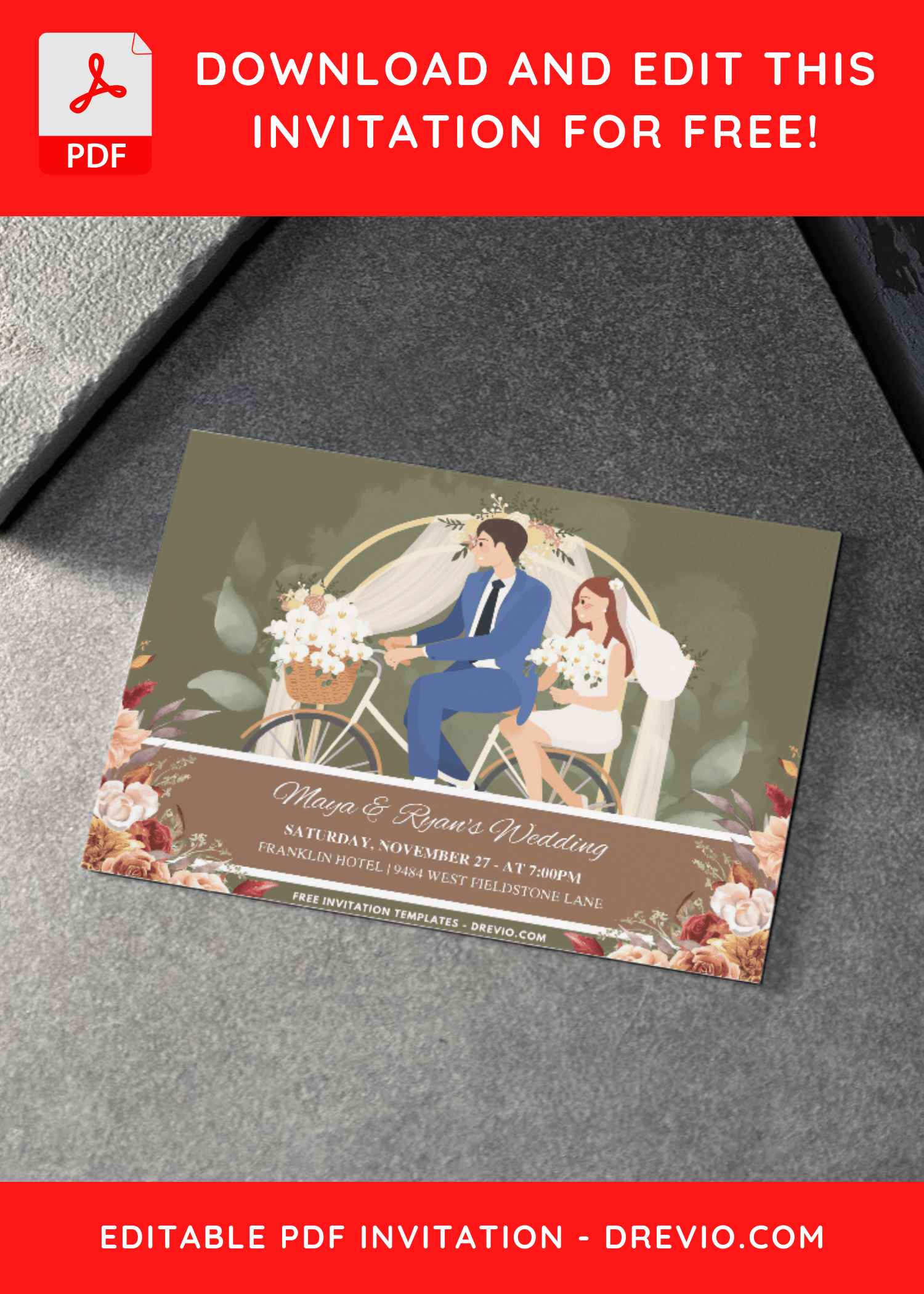 (Free PDF Invitation) Floral And Wedding Arch Wedding Invitations