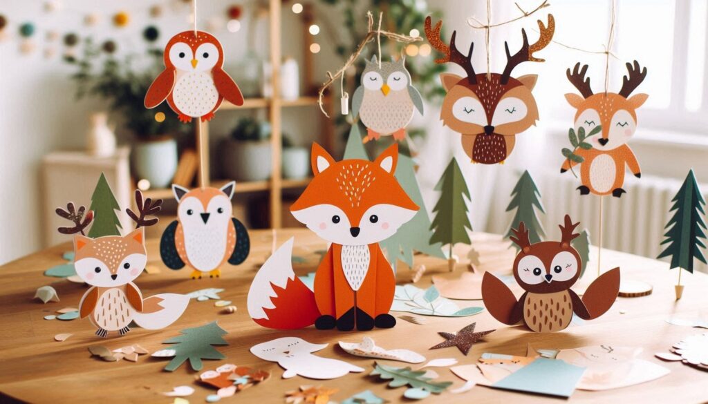 DIY Paper Woodland Animal Fox Owl and Deer Cutouts