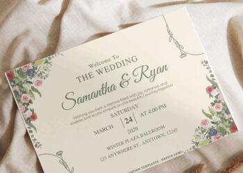 Spring Floral Border Wedding Invitations