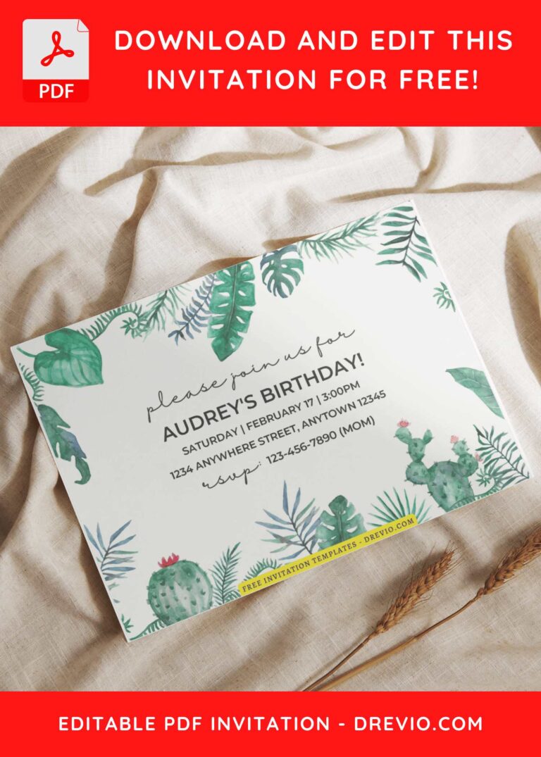 Summer Tropical Greenery Cactus Wedding Invitations