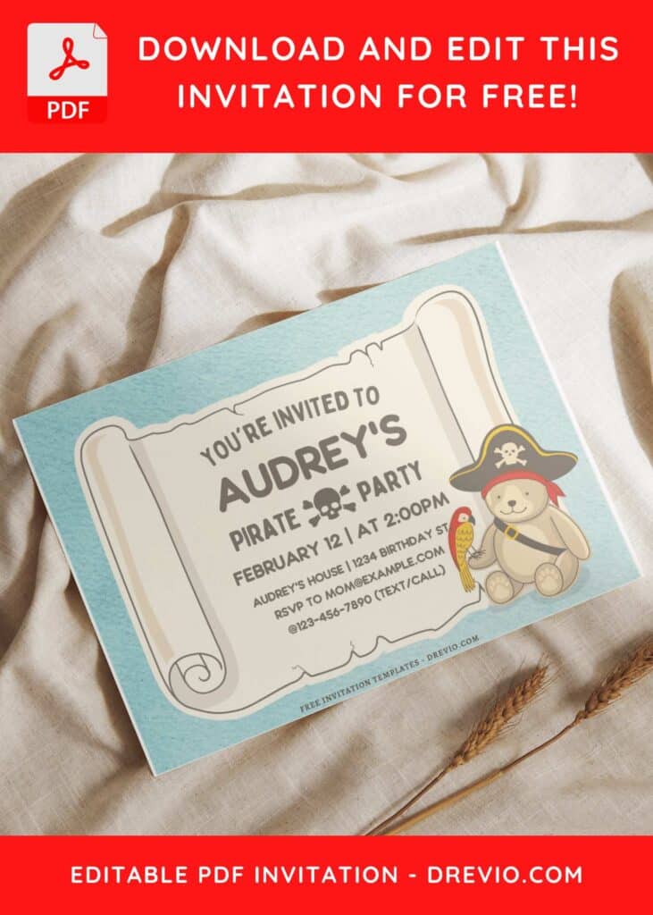 Cute Pirate Birthday Invitations 