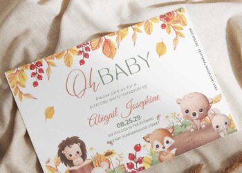 Autumn Wild One Woodland Birthday Invitations
