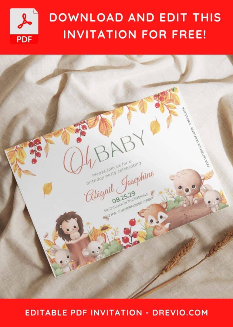 Autumn Wild One Woodland Birthday Invitations