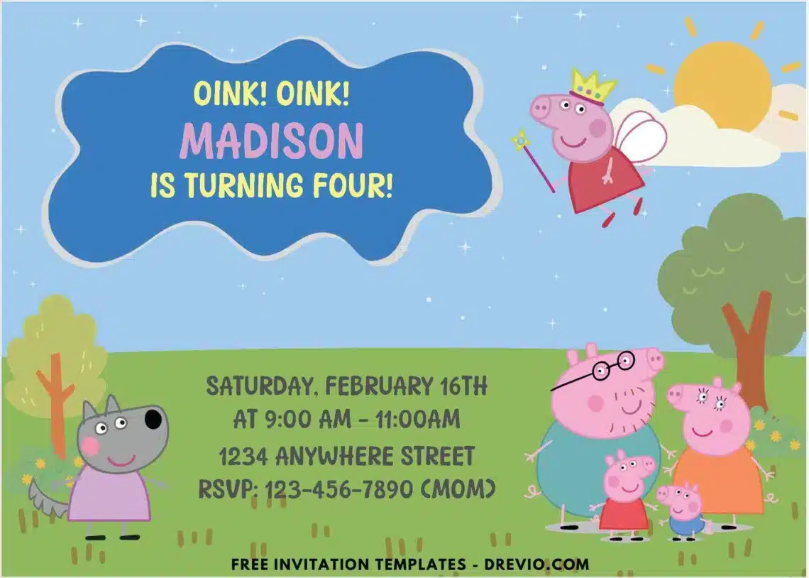 Adorable Peppa Pig Party Invitations