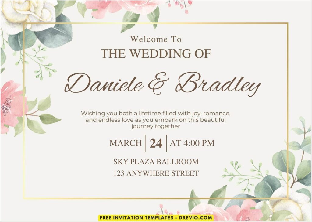 Watercolor Garden Rose Wedding Invitations