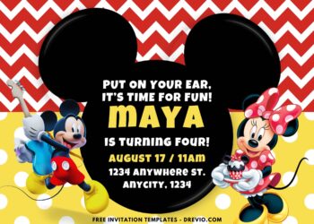 Mickey Mouse Chevron Birthday Invitations